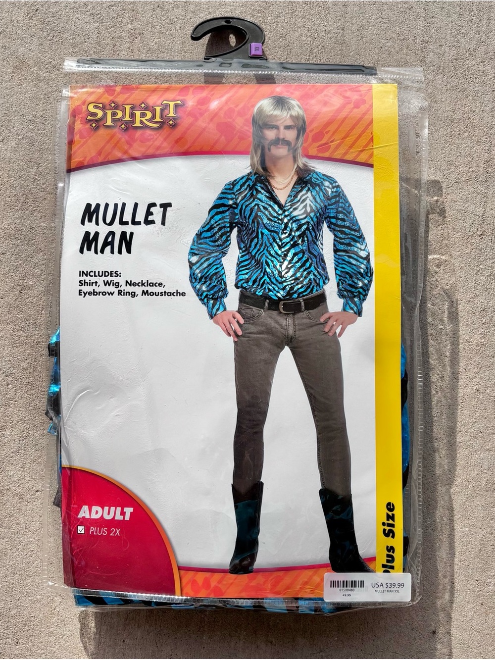 Spirit Mullet Man Halloween Costume Size 2X Tiger King Joe Exotic 80s Rocker New